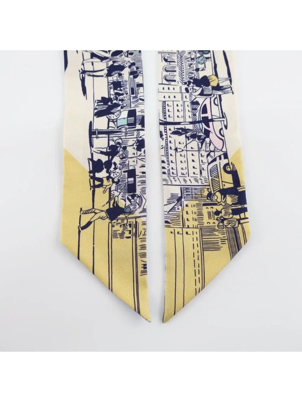 ★SOLD★ Hermes Heaven Twill From the Shadow of the Boulevard Blue Yellow Silk - Picture 6 of 10